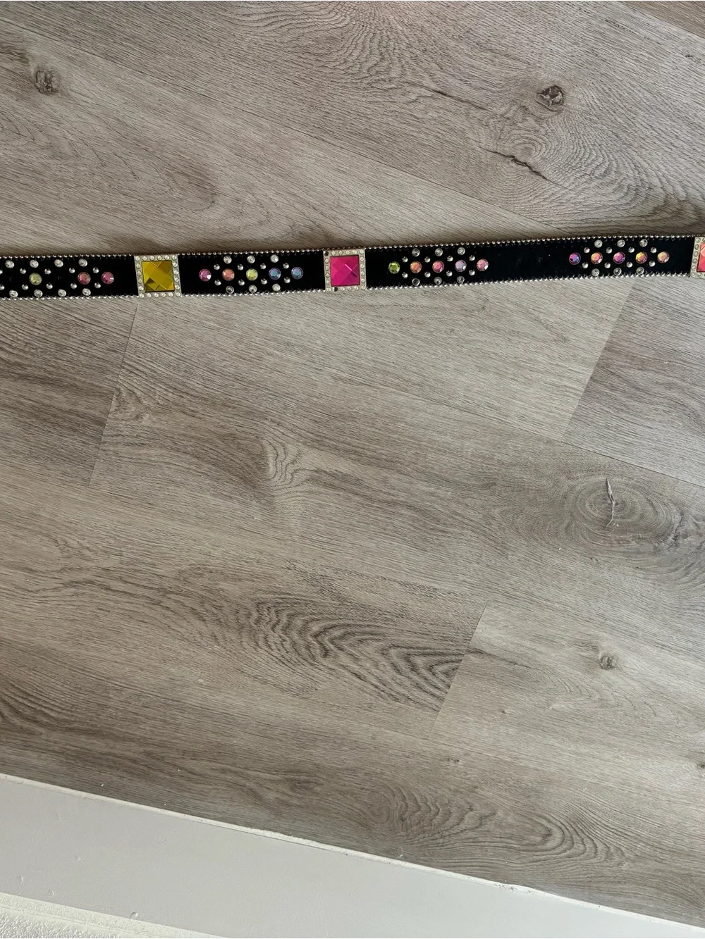 Studded Black Western-Style Women's Belt with Gem Accent
